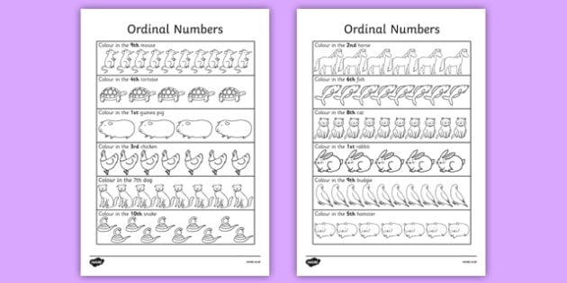 Ordinal Numbers Worksheet / Activity Sheet - Year 1, Year 2