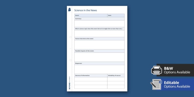 Science in the News Research Worksheet (teacher made)