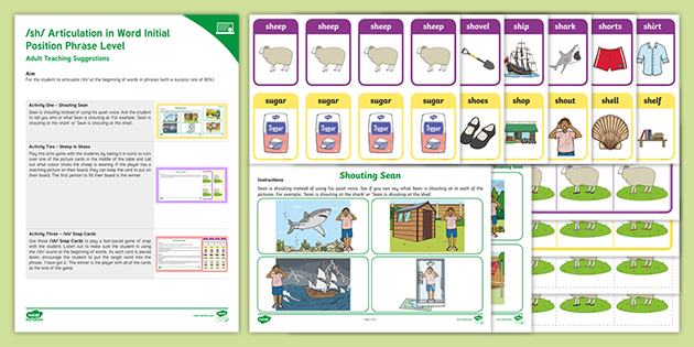 /sh/ Articulation in Word Initial Position Phrase Level Activity Pack