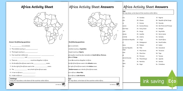 Ks2 Africa Facts Worksheet Primary Resources