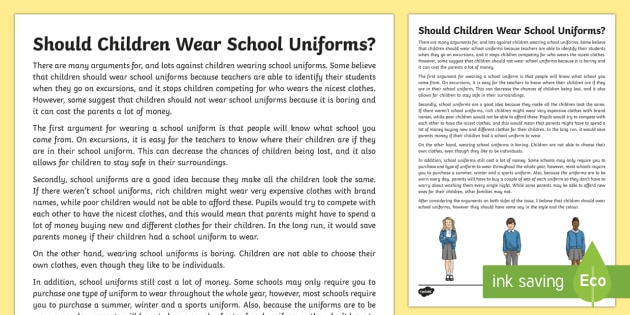 why should we have to wear school uniforms