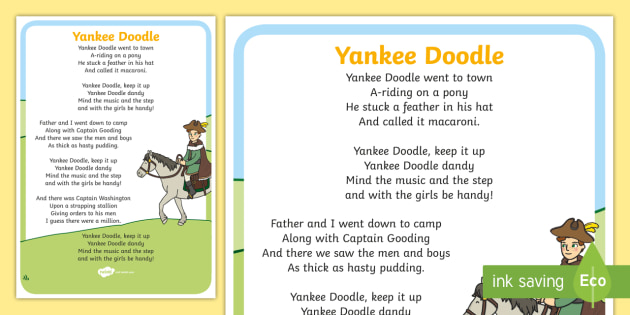 Yankee Doodle Nursery Rhyme Display Poster Teacher Made
