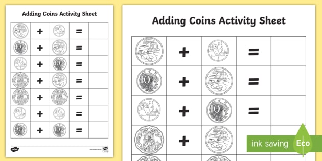 australian coins addition activity teacher made