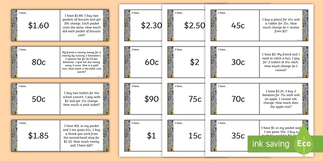 2-Step Money Word Problem Australia Loop Cards