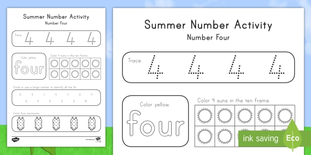 summer number four worksheet worksheet summer summer season first day