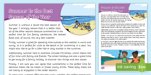 persuasive essay on why summer is the best season