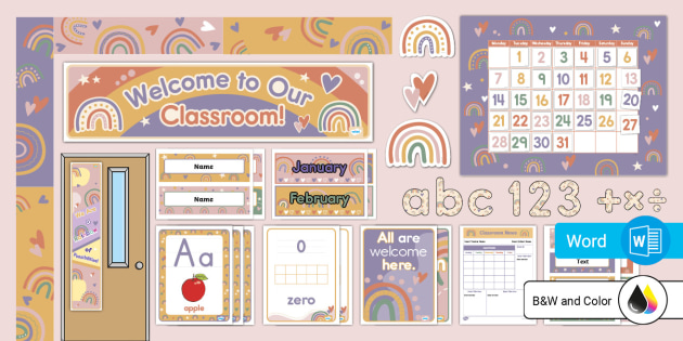 Muted Rainbows Theme Classroom Decor Pack - Twinkl