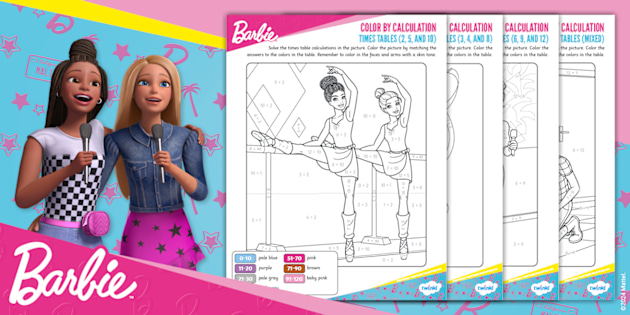 Barbie: Color by Multiplication Worksheets
