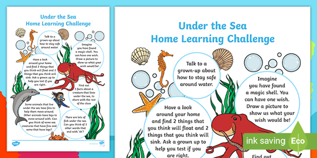 Black And White Under The Sea Home Learning Challenges Reception Fs2