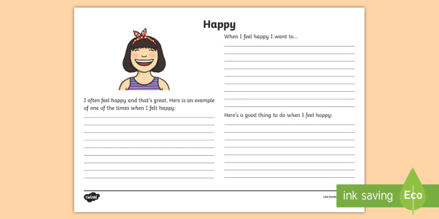 Feeling Happy Reflection Writing Template Teacher Made
