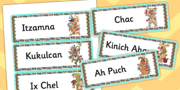 Maya Gods Word Cards Teacher Made