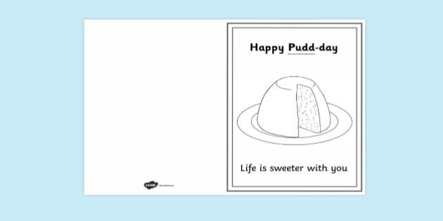 Free Pudding Birthday Card Colouring Teacher Made