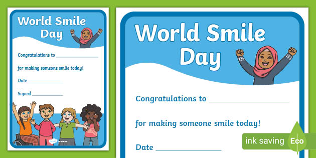 World Smile Day Certificate