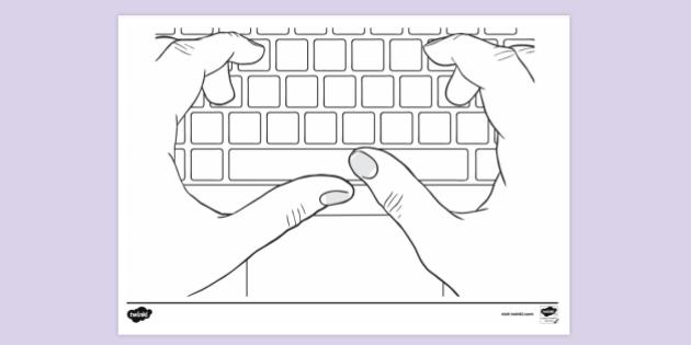 Hands Typing Colouring Sheet | Colouring Sheets