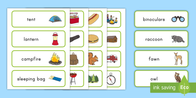 Camping Word Cards teacher made Twinkl