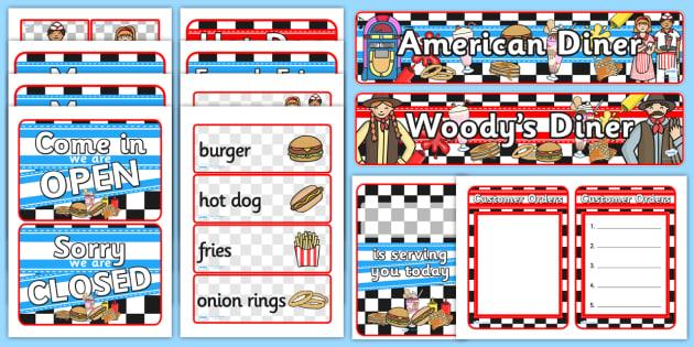 American Diner Role Play Pack - ESL Restaurant Role Plays