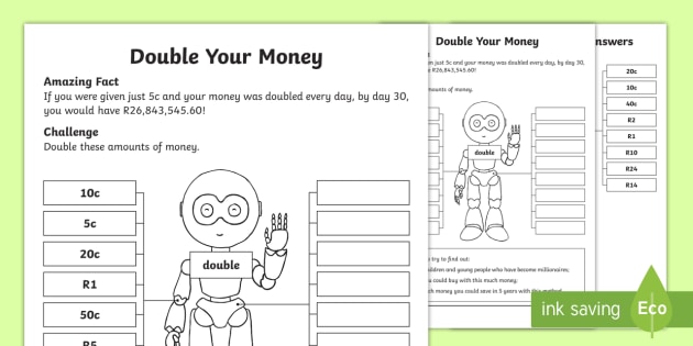 double your money worksheet worksheet teacher made