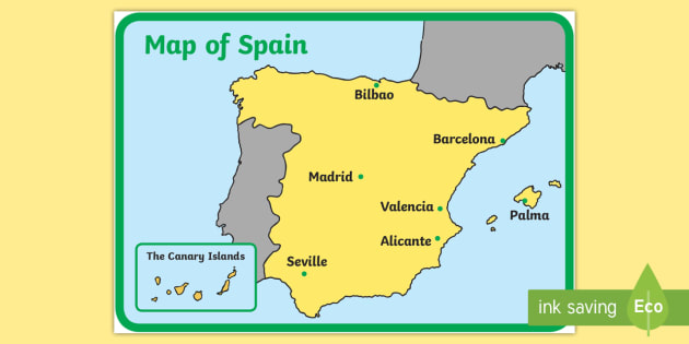 Simple Map Of Spain Spain Display Map (Teacher Made)