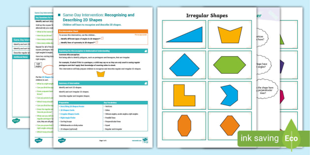 👉 Y3 Maths Intervention: Recognising and Describing 2D Shapes