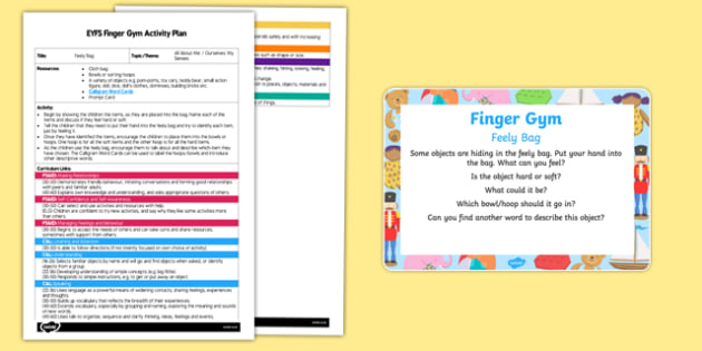 Eyfs Feely Bag Finger Gym Plan And Prompt Card Pack