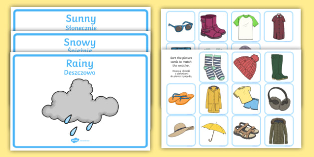 Weather Clothes Sorting Activity English Polish Weather Clothes Sorting