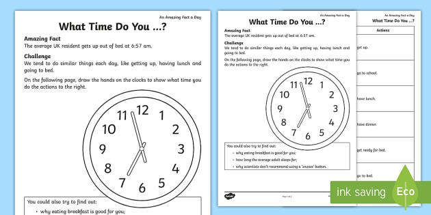 What Time Do You...? Worksheet / Worksheet - Twinkl