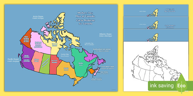 Coloured Map Of Canada S Provinces Territories Geography   Ca Ss 128 Canadas Provinces And Territories Map French English Blank Ver 1 