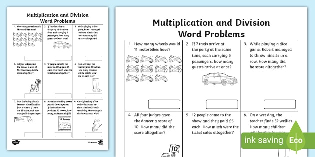 year 2 multiplication and division word problems x2 x5 x10