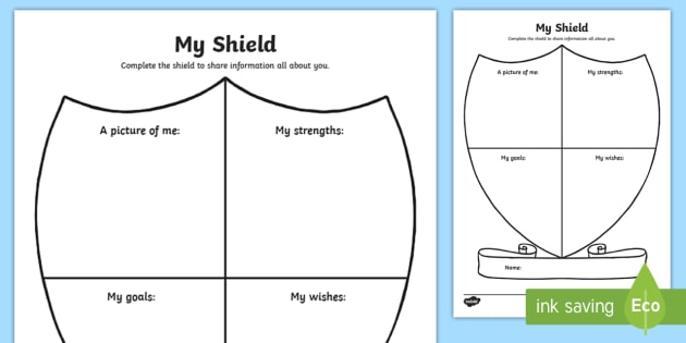 My Shield Worksheet / Values Shield Worksheet