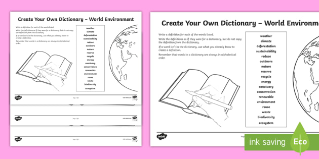World Environment Create Your Own Dictionary Activity