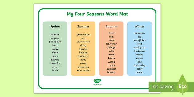 FREE! - 👉 Four Seasons Word Mats (teacher made)