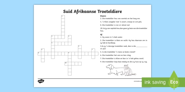 FREE! - Suid-Afrikaanse Troeteldiere Blokkiesraaisel