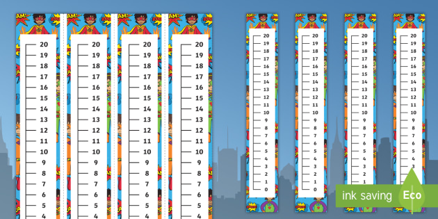 superhero themed 0 20 vertical number line teacher made