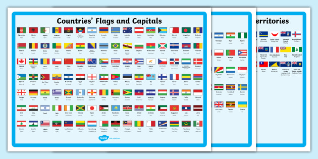 Country Flags With Names And Capitals Pdf Free Download Alphabetical