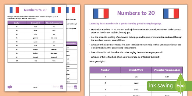 french numbers up to 20 activity twinkl french ks2