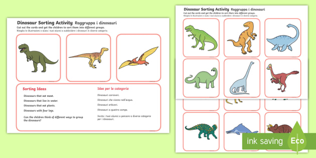 Dinosaur Sorting Activity English/Italian (teacher made)