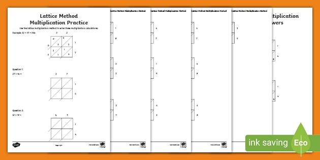 Lattice Method Multiplication Practice Worksheet 1720