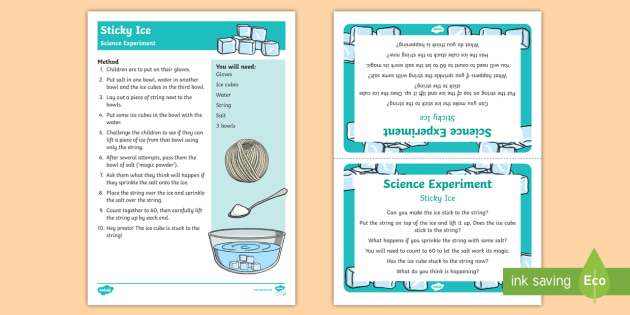 Sticky Ice Science Experiment (teacher made)