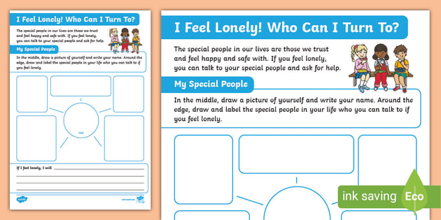 Who Can I Turn To? Loneliness Worksheet KS1 - Twinkl