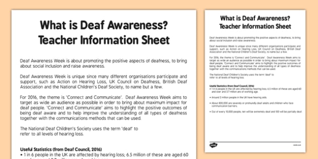 Deaf Awareness Week Teaching Information Guide