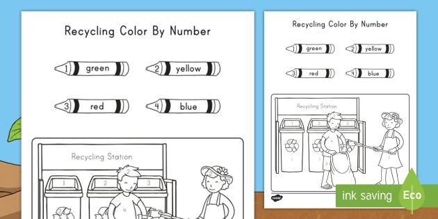 recycling color by number activity