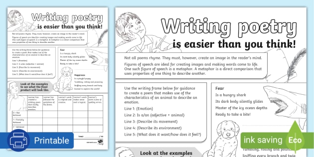 Metaphor Poem Writing Frame (teacher Made)