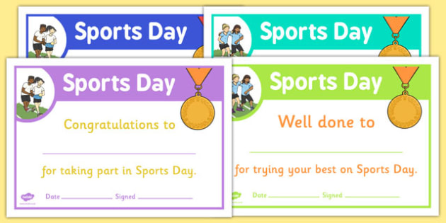 Sports Day Certificate Templates Free