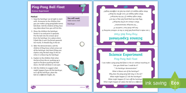 EYFS Ping-Pong Ball Float Science Experiment and Prompt Card Pack