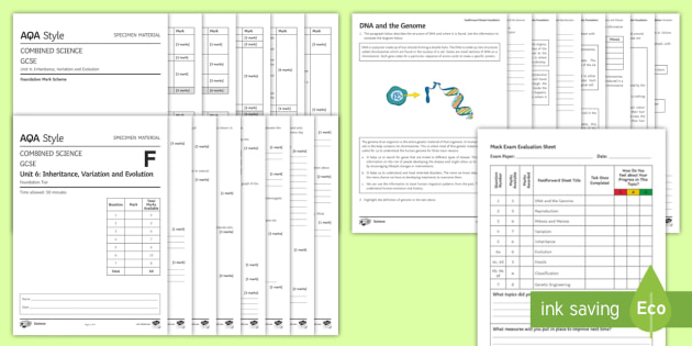 AQA Biology Unit 6: Inheritance, Variation and Evolution Foundation (Combined) Assessment Pack