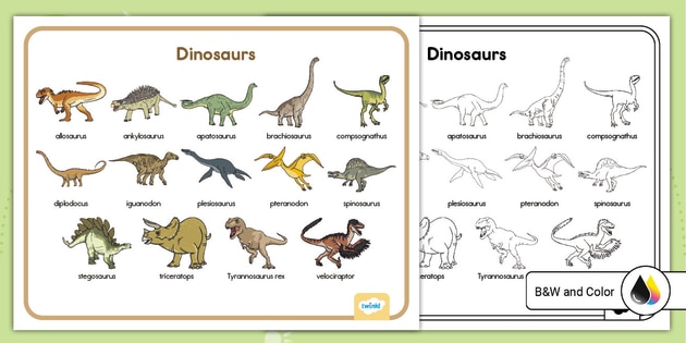 dinosaur chart with names