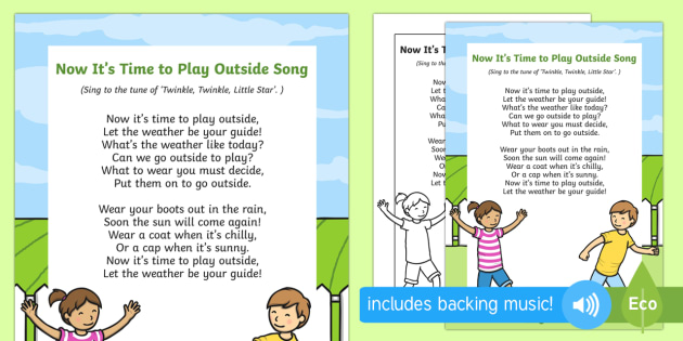 Now It's Time to Play Outside Song (teacher made)