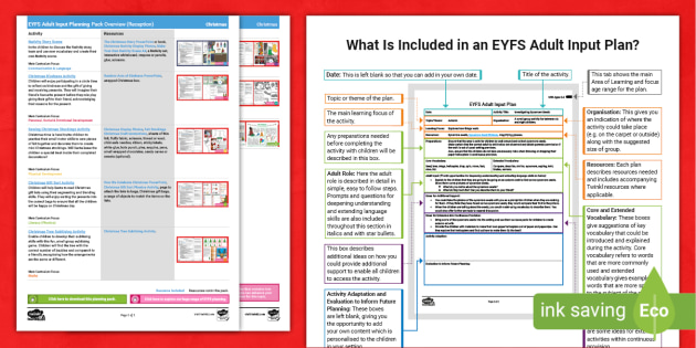 FREE! - EYFS Christmas Adult Input Planning and Pack Overview