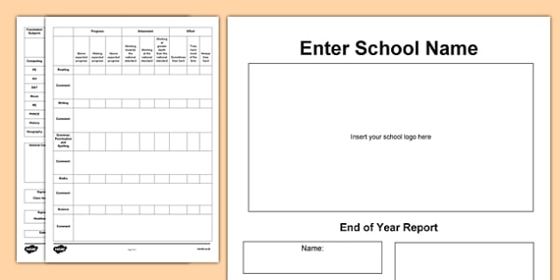 Printable End of Year Report Template Editable