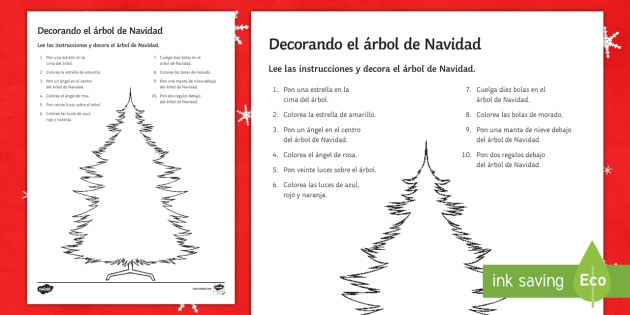 Christmas Tree Decorating Reading Comprehension Activity Spanish